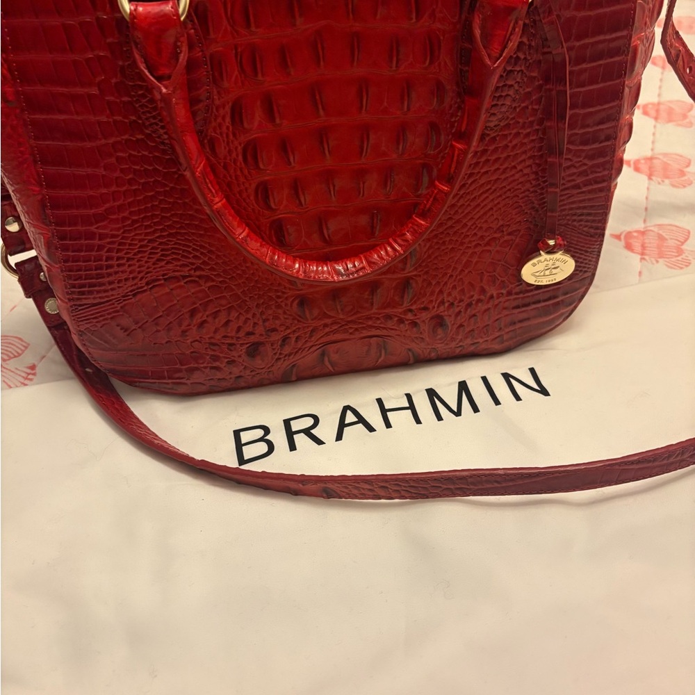 Brahmin Red Croc-Embossed Lena Satchel - Picture 11 of 13